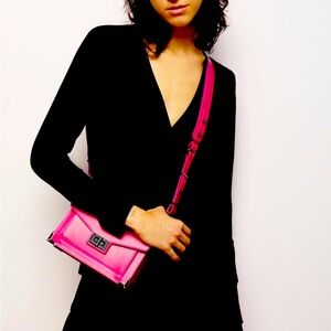 The Kooples Emily Bright Pink Leather Crossbody Satchel Purse - NWT!